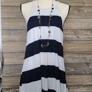 Navy and white long tank